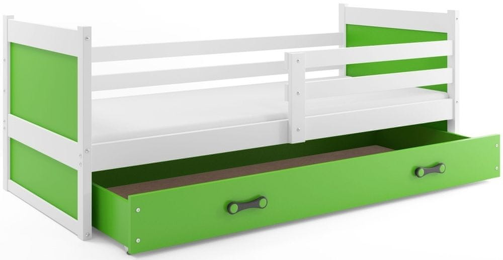 eoshop Detská posteľ RICO 1 80x190 cm, biela / zelená (Voľba matraca: Penový matrac)